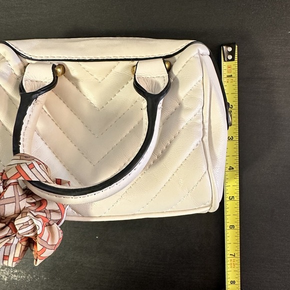Steve Madden Mini Satchel Bag White Quilted Bow Top Handle Crossbody Purse Hand - Picture 10 of 13
